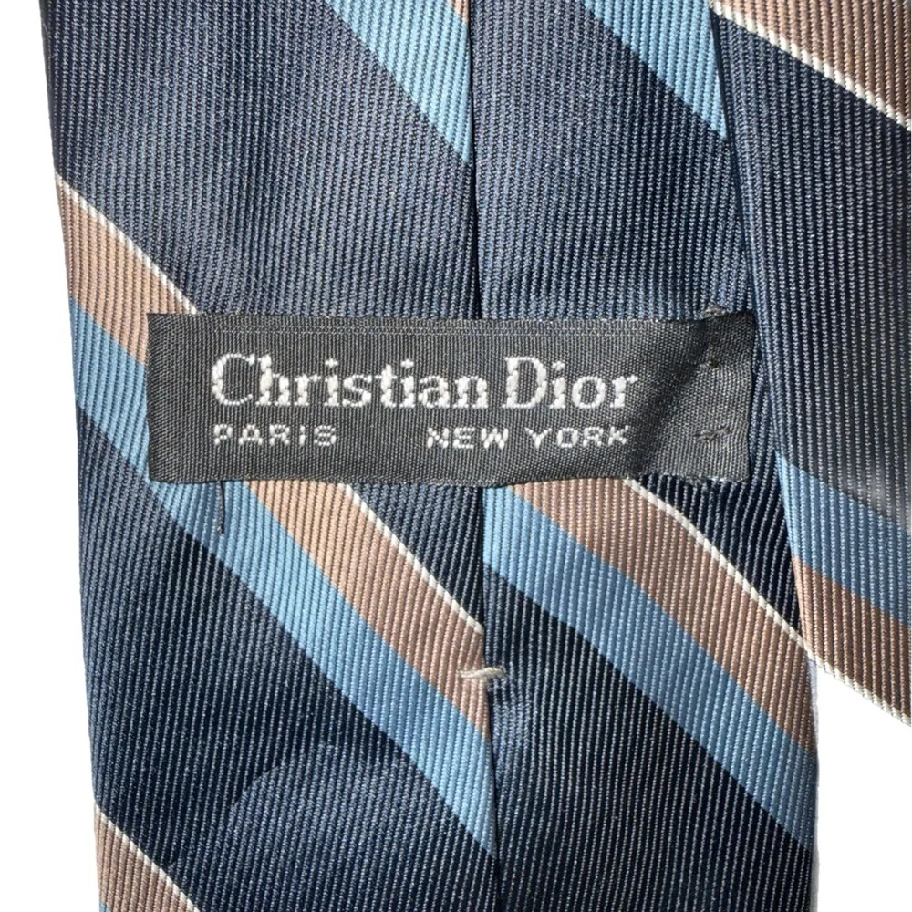 Christian Dior - Monsieur Silk Tie - Brown &‎ Blue Diagonal Stripe - Designer